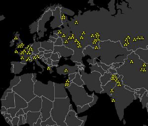 Greenpeace map of known nuclear weapons