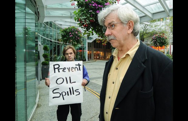 Rex Weyler, co-founder of Greenpeace, calls Enbridge's campaign to collect human hair to mop up future oil spills 'absurd.' He is shown in this photo outside a forum on oil tanker safety in Burrard Inlet in September 2010. Rex Weyler, co-founder of Greenpeace, calls Enbridge's campaign to collect human hair to mop up future oil spills 'absurd.' He is shown in this photo outside a forum on oil tanker safety in Burrard Inlet in September 2010.