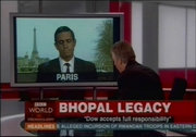 Andy Bichlbaum, a member of The Yes Men, appears on BBC World to take full responsibility for the Bhopal disaster.